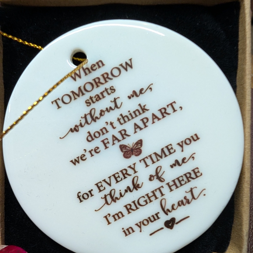 Inspirational White and Brown Holiday Ornament